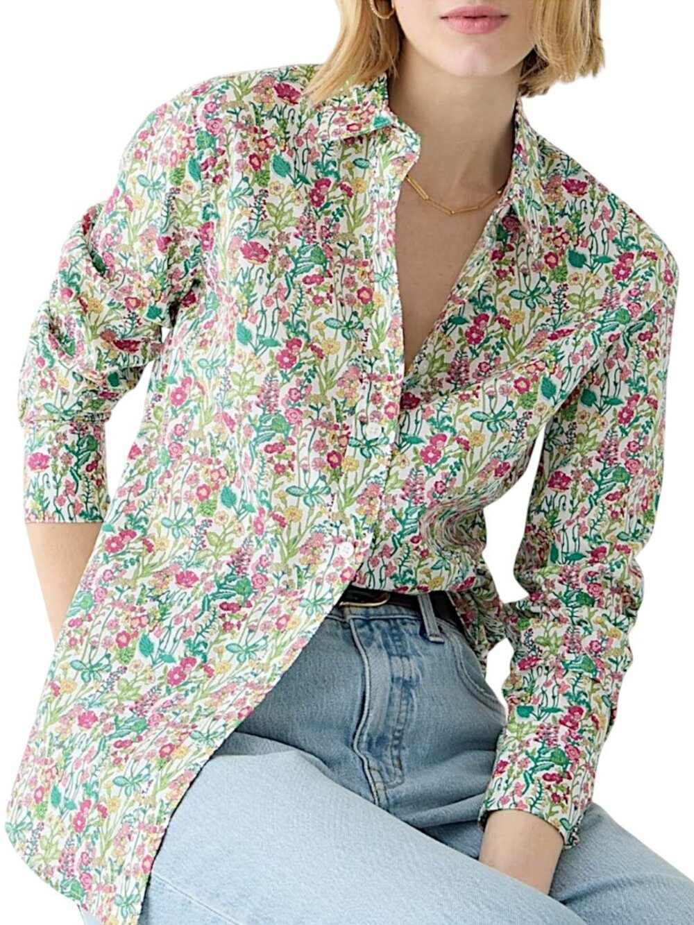 J. Crew Slim Fit Shirt in Liberty Floral Fabric Top Button Front New NWT 12